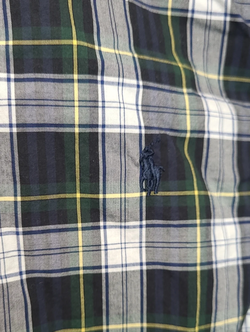 Ralph Lauren Navy, Green & White Plaid Button-Up Shirt size Large (14-16)